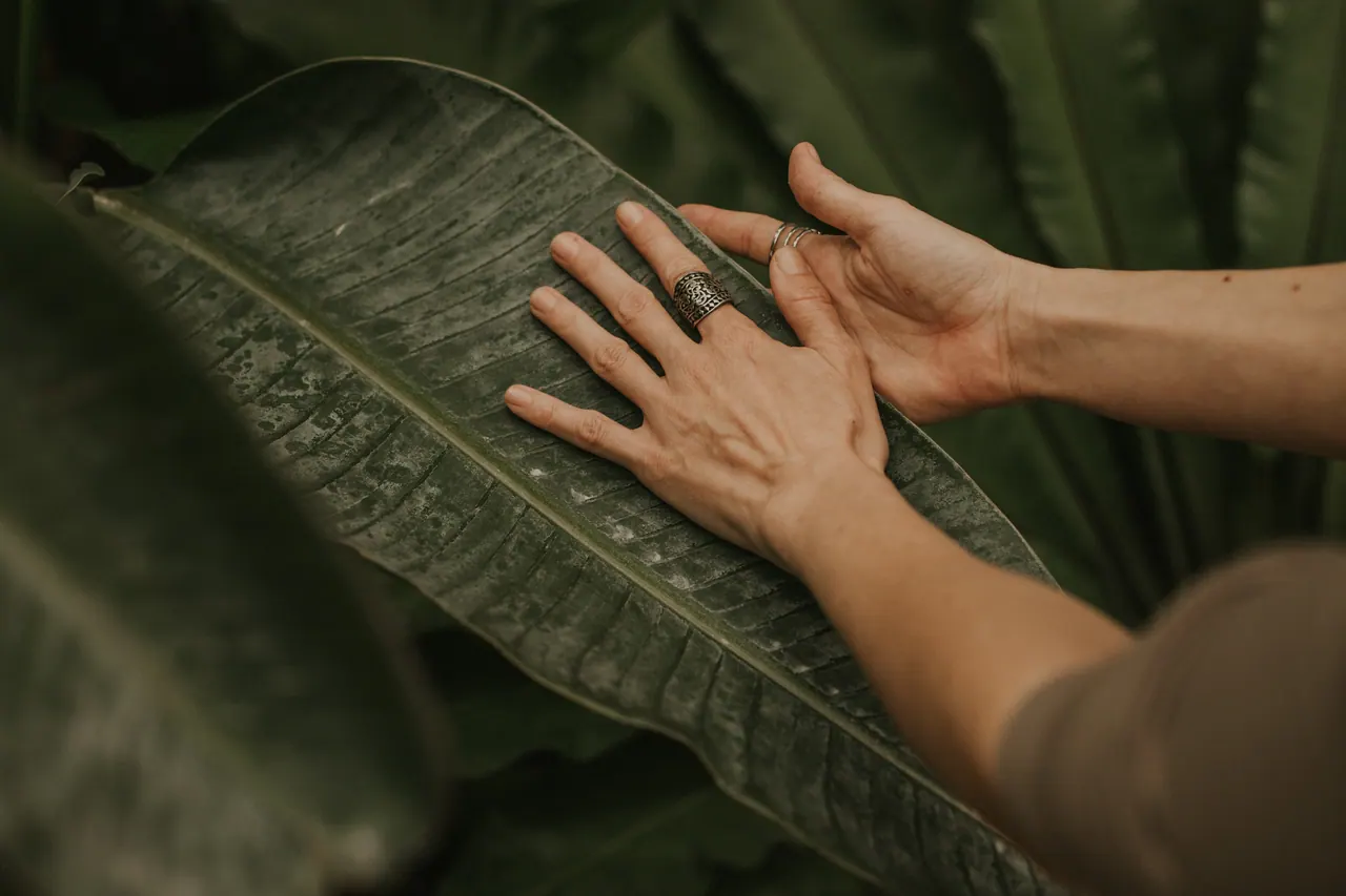 Las manos de Carmen sobre una hoja grande